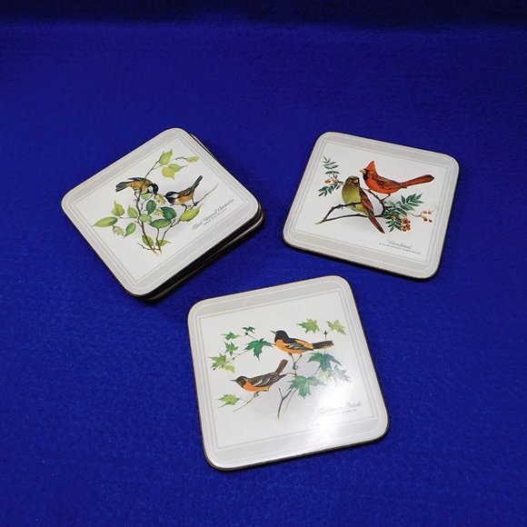 Set of 6 Pimpernel Coasters North American Song Birds England Cork Back - Picture 1 of 7